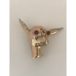 Rare Signed Bates And Bacon 1945 Sterling Gold Vermeil Fawn Head Brooch 925